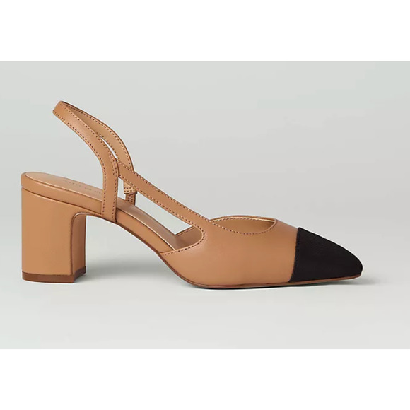 NWOB Ann Taylor Leather Slingback Block Heels in Desert Sand 9.5M - Picture 1 of 5